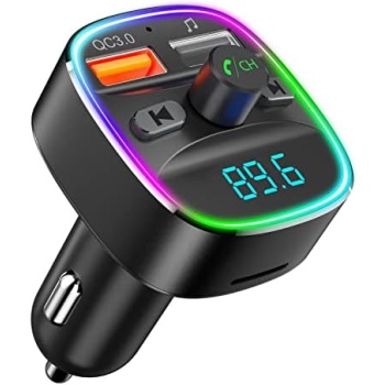 Nulaxy Bluetooth FM Transmitter for Car, Upgraded QC3.0 & 5V/1A Dual USB Charger