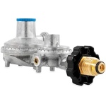 Camco 59333 RV Horizontal Two Stage Propane Regulator with P.O.L.