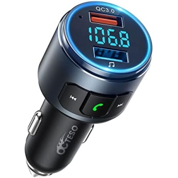 Octeso Upgraded V5.0 Bluetooth FM Transmitter for Car, QC3.0 & LED Backlit