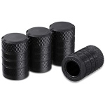 CKAuto Tire Valve Stem Caps, Black, 4 pcs/Pack, Anodized Aluminum Tire Valve Cap