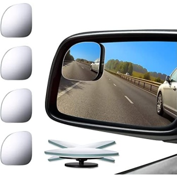 4 Pieces Fan-Shaped Automobile Rear Blind Spot Mirror, 360 Degree Rotating