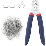 WORKPRO Hog Ring Pliers with 500 Pcs 3/4" Hog Rings, Galvanized Steel Hog Rings