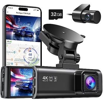 REDTIGER Dash Cam Front Rear, 4K/2.5K Full HD Dash Camera for Cars, Free 32GB