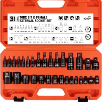 HORUSDY 31-Piece Torx Bit Socket and Female External Socket Set | 14 Star Bits