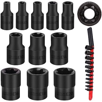 SEDY 11-Piece E-Torx Socket Set - Star Socket Set with Socket Rail