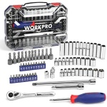 WORKPRO 70-Piece 1/4" Drive Socket Set with Quick-Release Ratchet