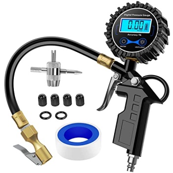 Nilight 50026R Digital Tire Inflator Pressure Gauge,250 PSI Air Chuck