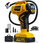 KeenPower Tire Inflator Portable Air Compressor - 2X Faster - 21V Rechargeable