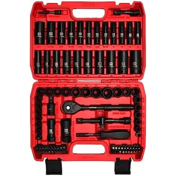 LLNDEI 3/8”Drive Impact Socket Set,Standard SAE(5/16 to 3/4-Inch) Metric