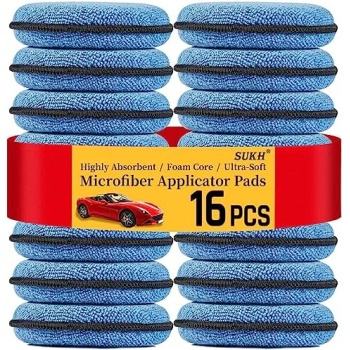 Sukh 16 Pack Microfiber Foam Car Wax Applicator Pad - Foam Applicator Pads